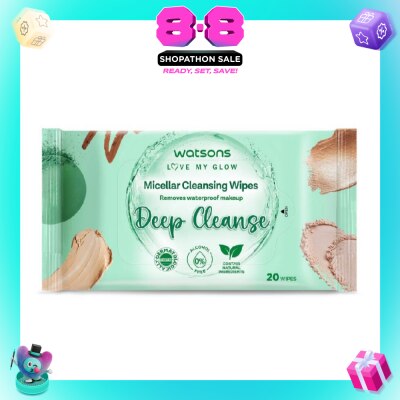 WATSONS - Micellar Cleansing Wipes Deep Cleanse (Removes Waterproof Makeup, Dermatologically Tested, Alcohol Free) 20s