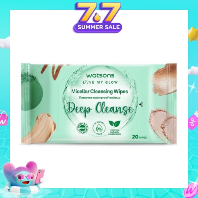 WATSONS - Micellar Cleansing Wipes Deep Cleanse (Removes Waterproof Makeup, Dermatologically Tested, Alcohol Free) 20s