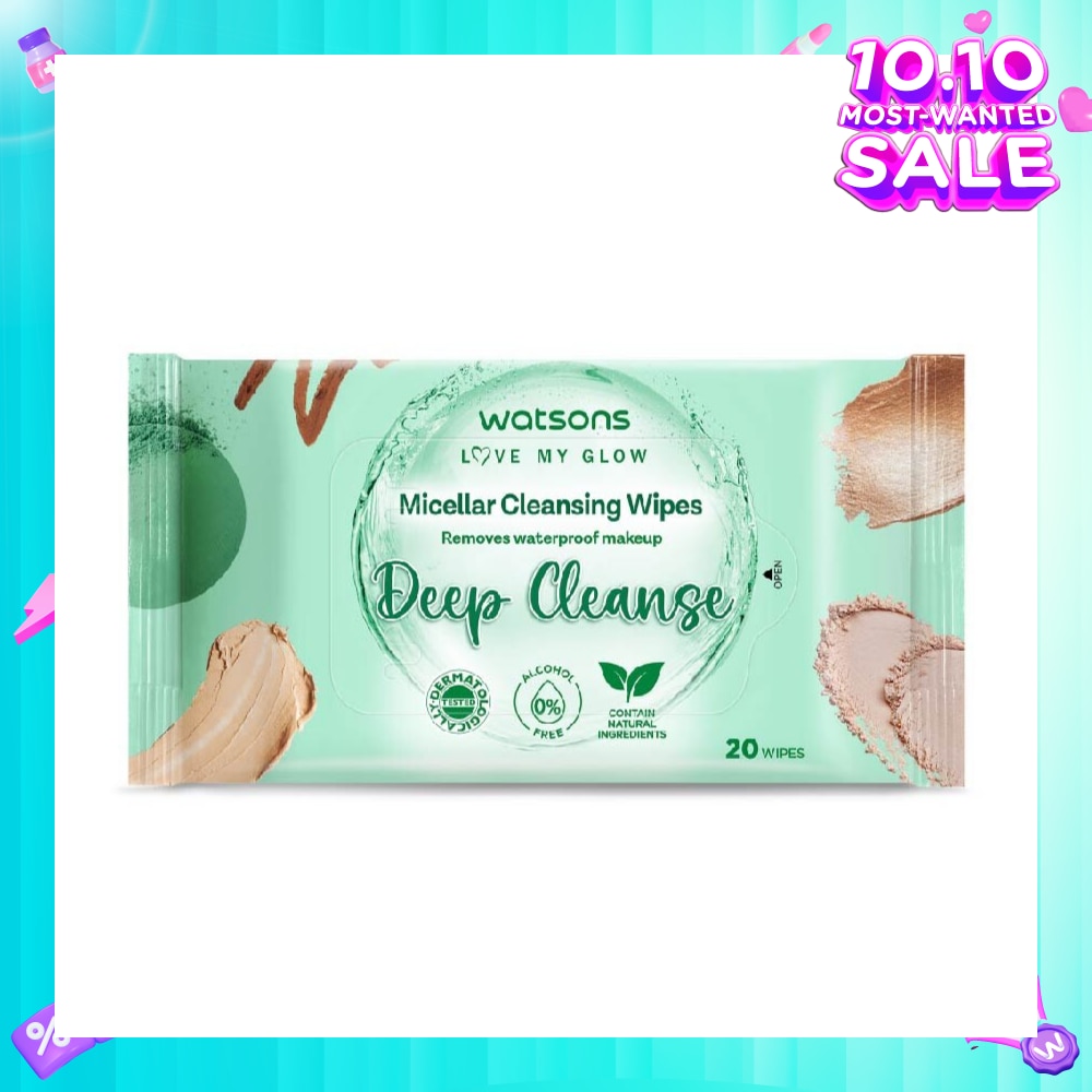 Micellar Cleansing Wipes Deep Cleanse (Removes Waterproof Makeup, Dermatologically Tested, Alcohol Free) 20s