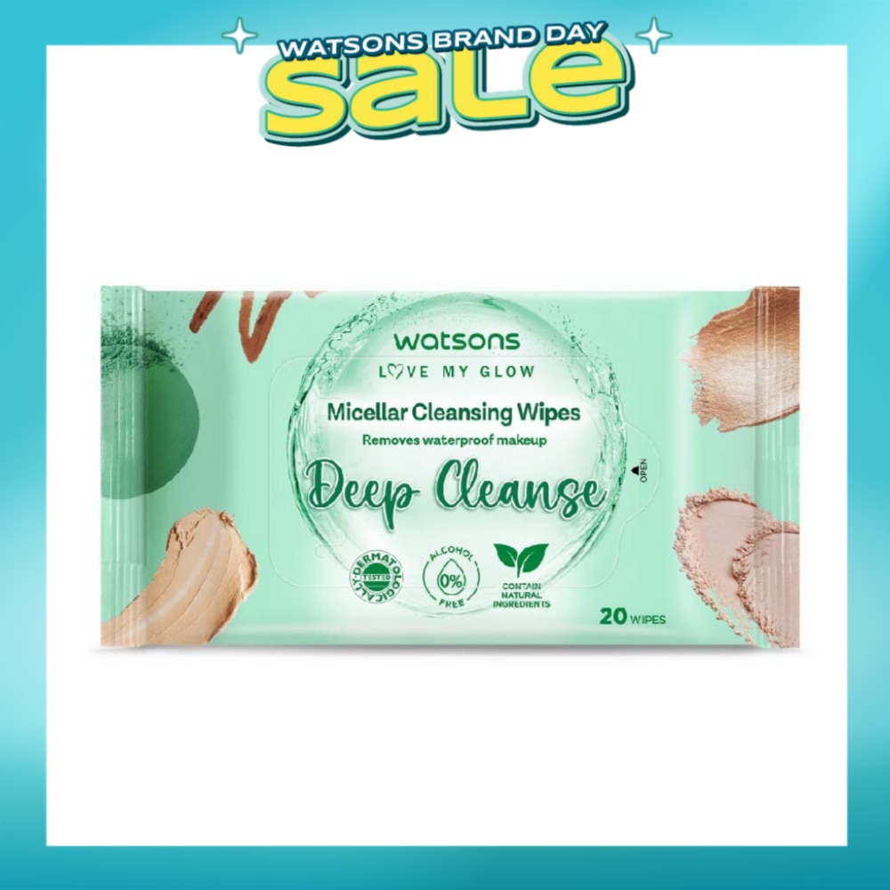 Micellar Cleansing Wipes Deep Cleanse (Removes Waterproof Makeup, Dermatologically Tested, Alcohol Free) 20s