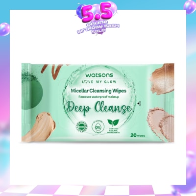 WATSONS - Micellar Cleansing Wipes Deep Cleanse (Removes Waterproof Makeup, Dermatologically Tested, Alcohol Free) 20s