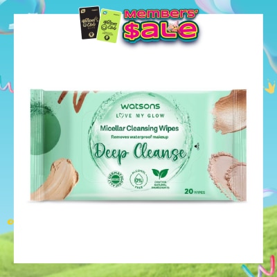 WATSONS - Micellar Cleansing Wipes Deep Cleanse (Removes Waterproof Makeup, Dermatologically Tested, Alcohol Free) 20s