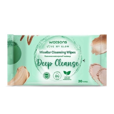 WATSONS Micellar Cleansing Wipes Deep Cleanse (Removes Waterproof Makeup, Dermatologically Tested, Alcohol Free) 20s