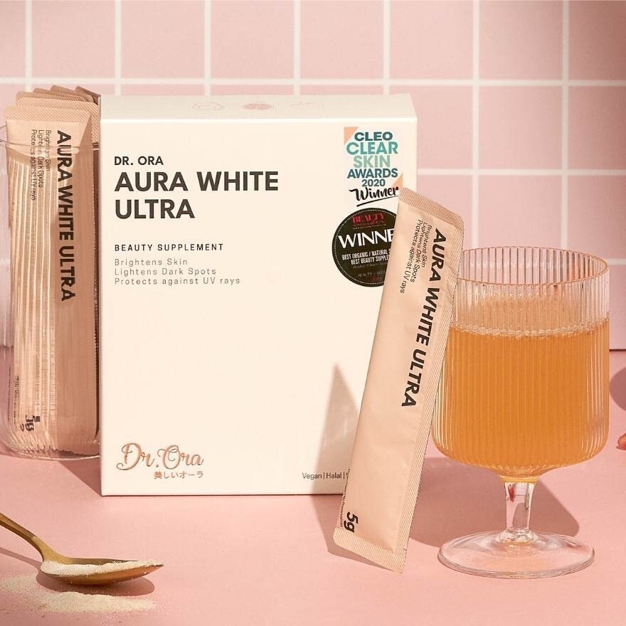 Aura White Ultra, Skin Brightening Supplement With White Tomato Extract, L-Glutathione And Pomegranate Extract (Sachets) 5g X 30s