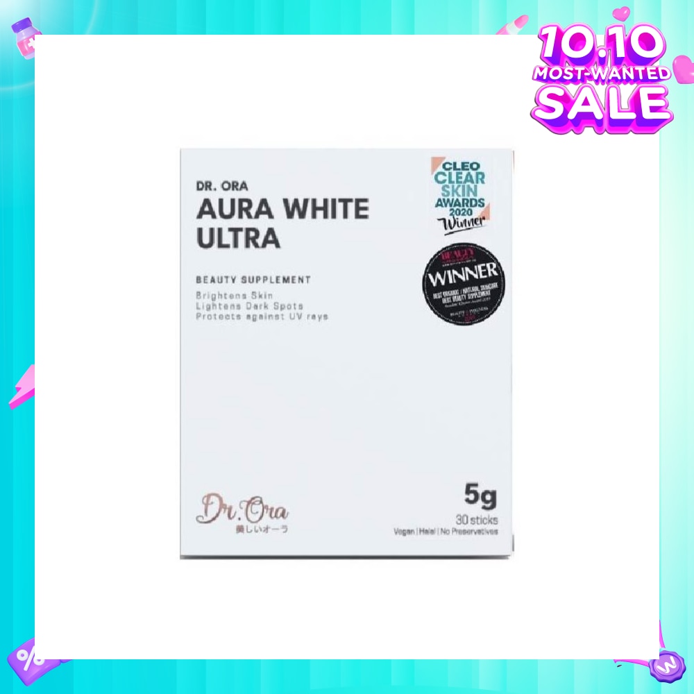 Aura White Ultra, Skin Brightening Supplement With White Tomato Extract, L-Glutathione And Pomegranate Extract (Sachets) 5g X 30s