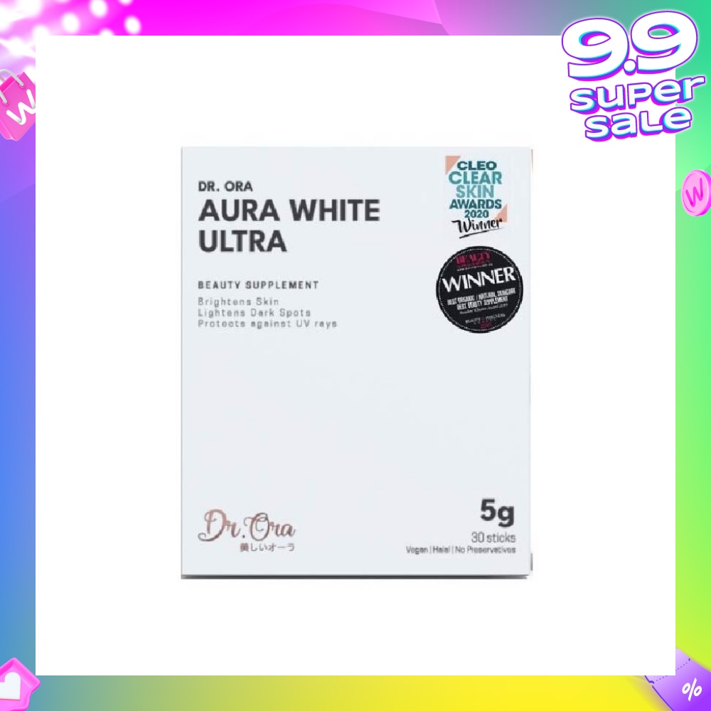 Aura White Ultra, Skin Brightening Supplement With White Tomato Extract, L-Glutathione And Pomegranate Extract (Sachets) 5g X 30s