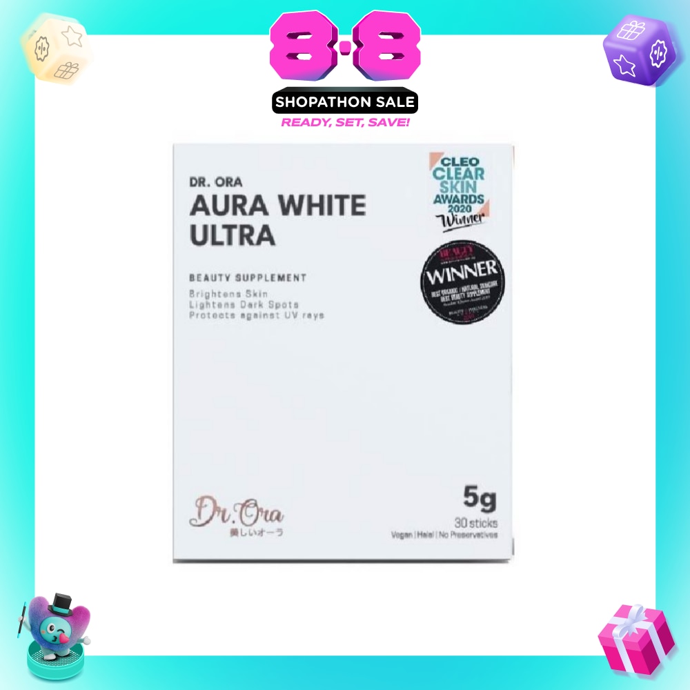 Aura White Ultra, Skin Brightening Supplement With White Tomato Extract, L-Glutathione And Pomegranate Extract (Sachets) 5g X 30s
