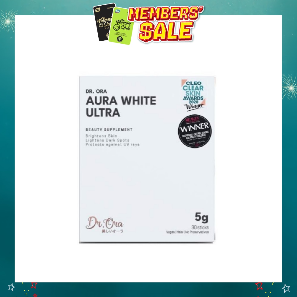 DR ORA Aura White Ultra, Skin Brightening Supplement With White Tomato Extract, L-Glutathione And Pomegranate Extract (Sachets) 5g X 30s | Vitamins & Supplements