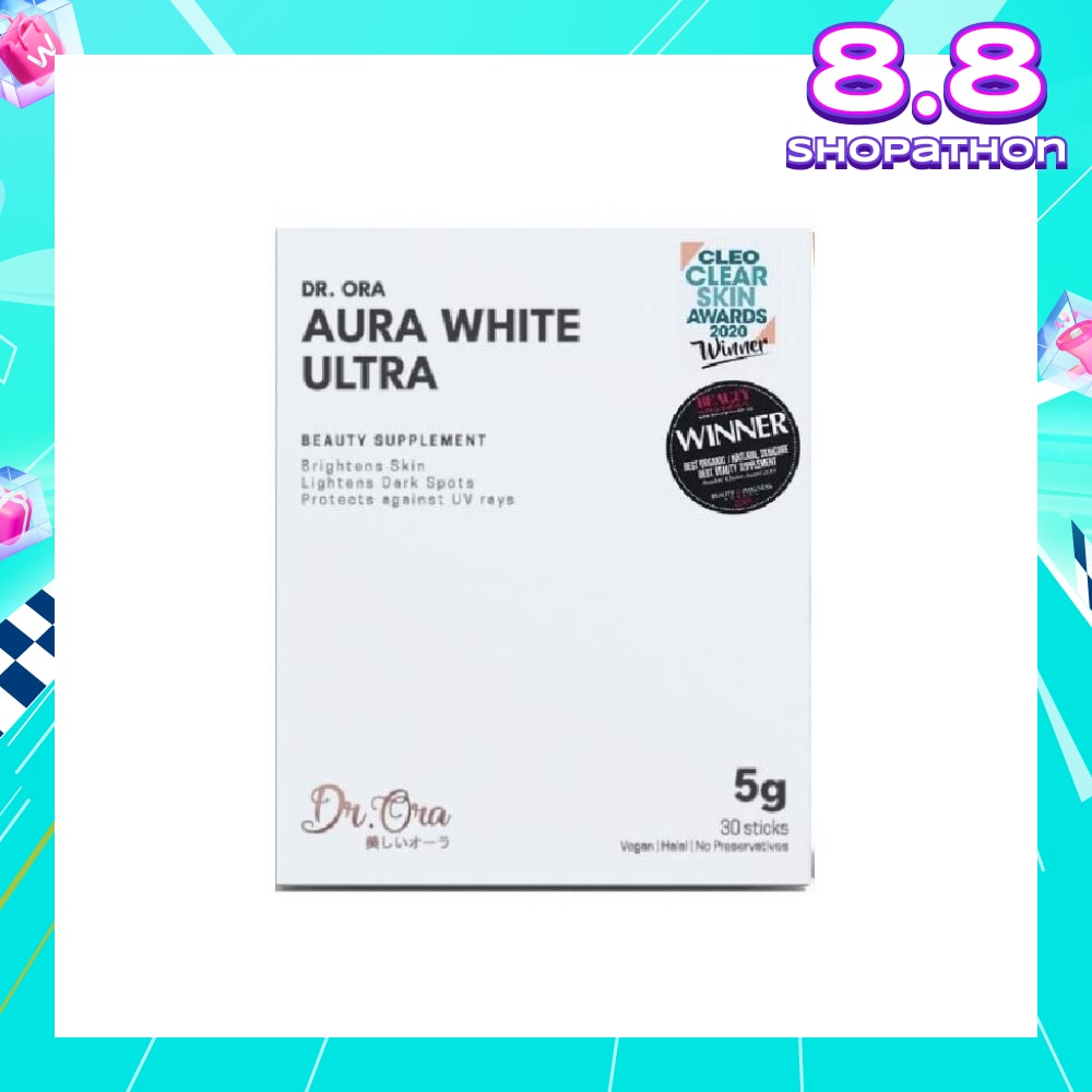 Aura White Ultra, Skin Brightening Supplement With White Tomato Extract, L-Glutathione And Pomegranate Extract (Sachets) 5g X 30s