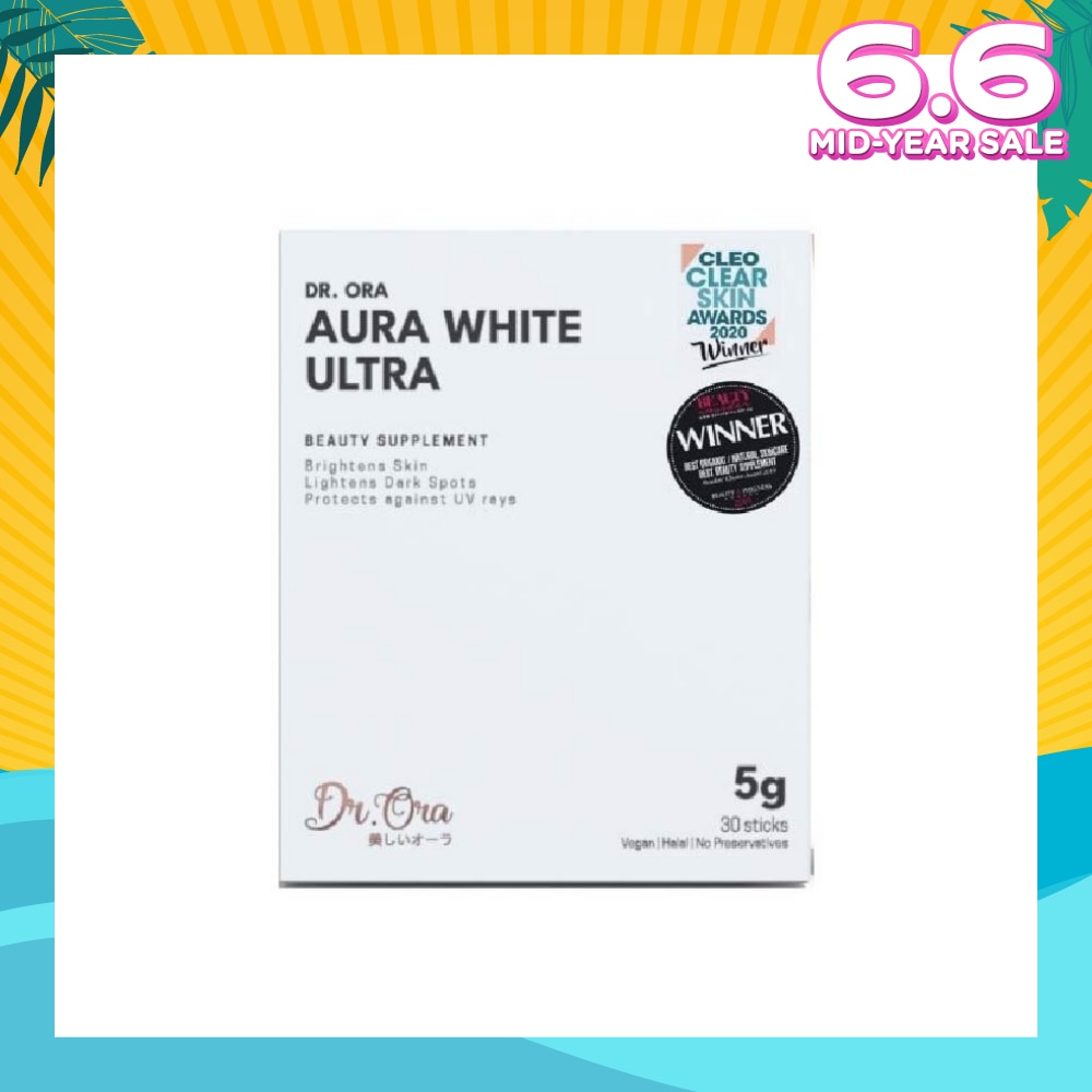Aura White Ultra, Skin Brightening Supplement With White Tomato Extract, L-Glutathione And Pomegranate Extract (Sachets) 5g X 30s