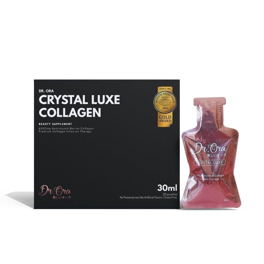 Crystal Luxe 6500mg Red Snapper Marine Collagen Drink Berries Sachets (Awarded Gold Quality by Monde Selection 2021) 30ml x 20s