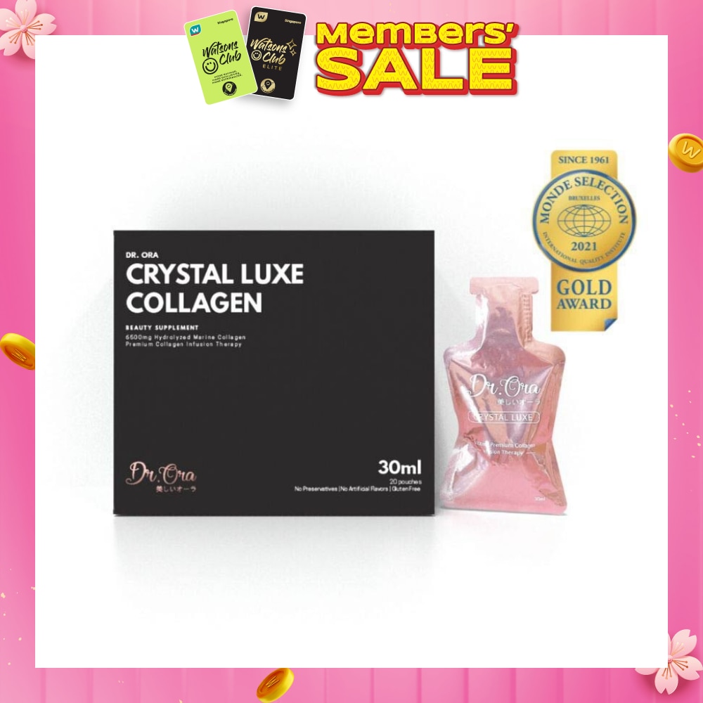 Crystal Luxe 6500mg Red Snapper Marine Collagen Drink Berries Sachets (Awarded Gold Quality by Monde Selection 2021) 30ml x 20s