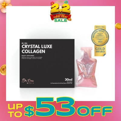 DR ORA Crystal Luxe 6500mg Red Snapper Marine Collagen Drink Berries Sachets (Awarded Gold Quality by Monde Selection 2021) 30ml x 20s