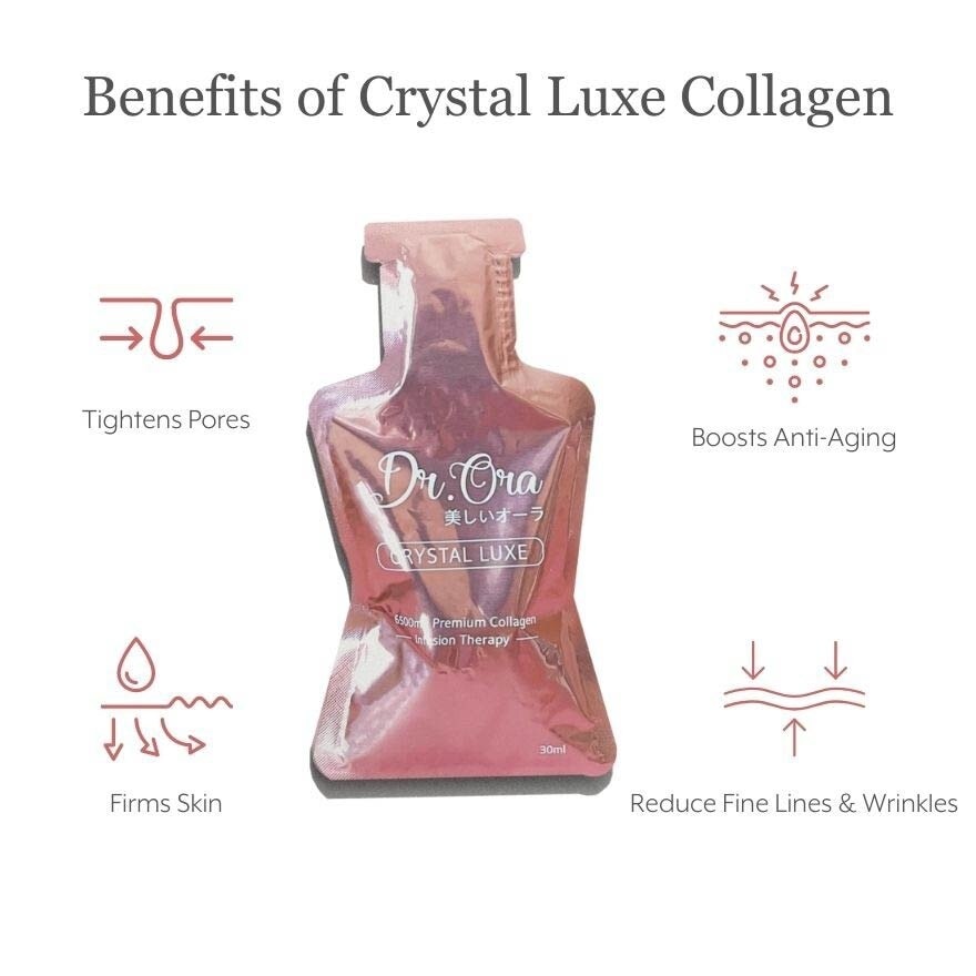 Crystal Luxe 6500mg Red Snapper Marine Collagen Drink Berries Sachets (Awarded Gold Quality by Monde Selection 2021) 30ml x 20s