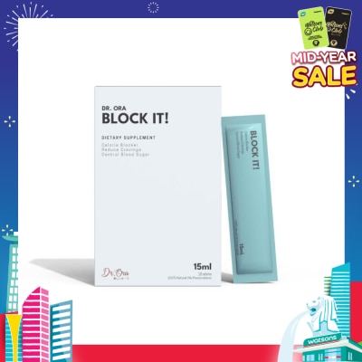 DR ORA Block It! Diabetic Friendly Carb Blocker (Calorie Blocker, Reduce Cravings, Prevents Food Coma) Sachets, 15ml X 5s