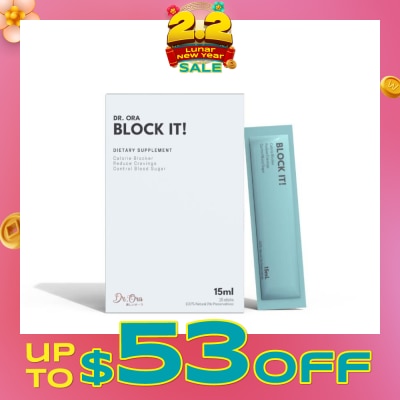 DR ORA Block It! Diabetic Friendly Carb Blocker (Calorie Blocker, Reduce Cravings, Prevents Food Coma) Sachets, 15ml X 15s