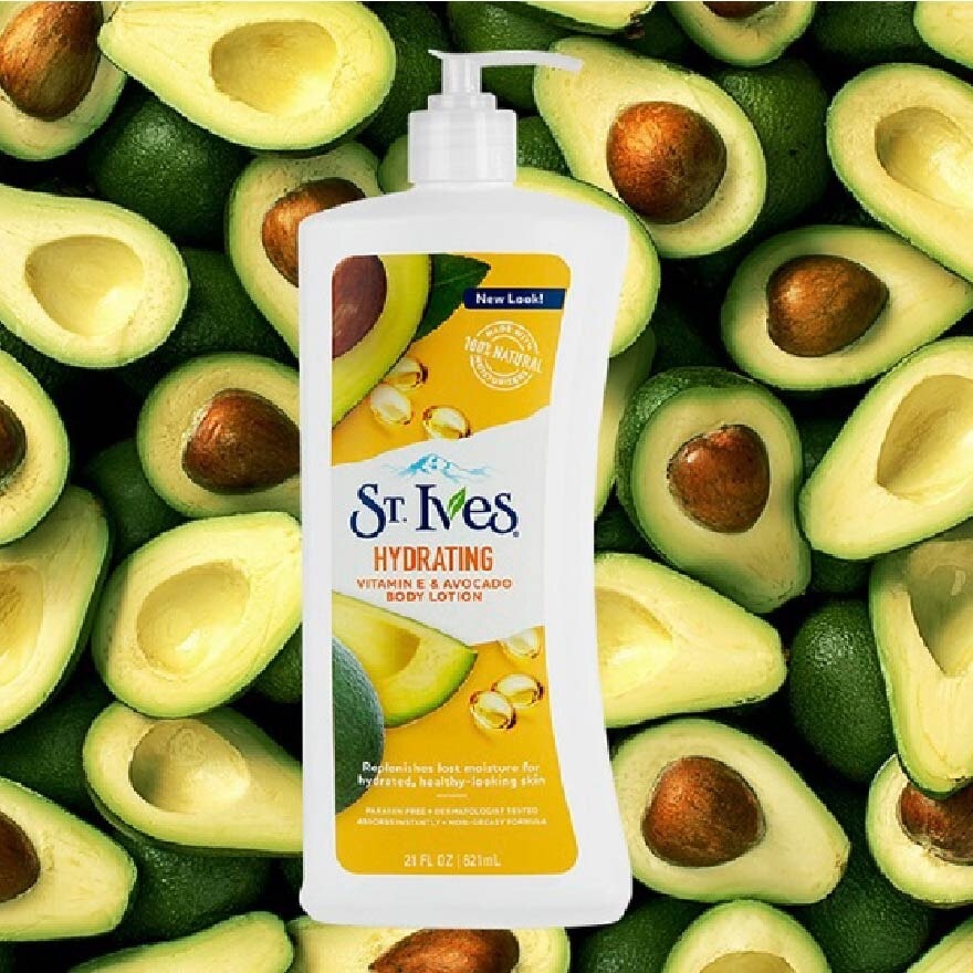 Hydrating Lotion (Vitamin E & Avocado Body Lotion), Non Greasy Lotion Absorbs Quickly To Restore And Replenish Lost Moisture 621ml