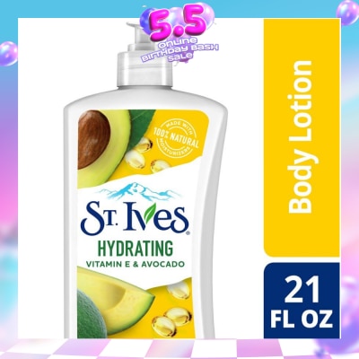 ST IVES - Hydrating Lotion (Vitamin E & Avocado Body Lotion), Non Greasy Lotion Absorbs Quickly To Restore And Replenish Lost Moisture 621ml