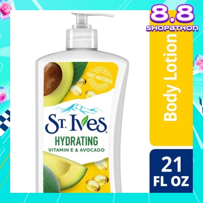 ST IVES Hydrating Lotion (Vitamin E & Avocado Body Lotion), Non Greasy Lotion Absorbs Quickly To Restore And Replenish Lost Moisture 621ml
