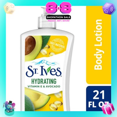 ST IVES - Hydrating Lotion (Vitamin E & Avocado Body Lotion), Non Greasy Lotion Absorbs Quickly To Restore And Replenish Lost Moisture 621ml