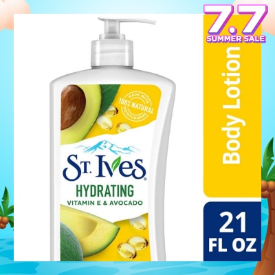 ST IVES Hydrating Lotion (Vitamin E & Avocado Body Lotion), Non Greasy Lotion Absorbs Quickly To Restore And Replenish Lost Moisture 621ml