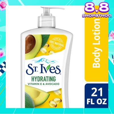 ST IVES Hydrating Lotion (Vitamin E & Avocado Body Lotion), Non Greasy Lotion Absorbs Quickly To Restore And Replenish Lost Moisture 621ml