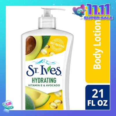 ST IVES Hydrating Lotion (Vitamin E & Avocado Body Lotion), Non Greasy Lotion Absorbs Quickly To Restore And Replenish Lost Moisture 621ml