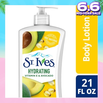ST IVES Hydrating Lotion (Vitamin E & Avocado Body Lotion), Non Greasy Lotion Absorbs Quickly To Restore And Replenish Lost Moisture 621ml