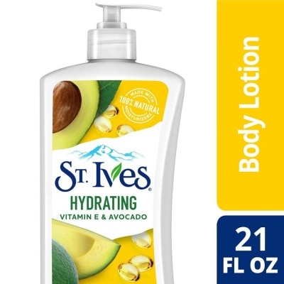 ST IVES Hydrating Lotion (Vitamin E & Avocado Body Lotion), Non Greasy Lotion Absorbs Quickly To Restore And Replenish Lost Moisture 621ml