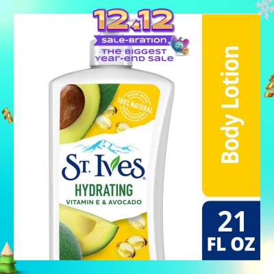ST IVES Hydrating Lotion (Vitamin E & Avocado Body Lotion), Non Greasy Lotion Absorbs Quickly To Restore And Replenish Lost Moisture 621ml