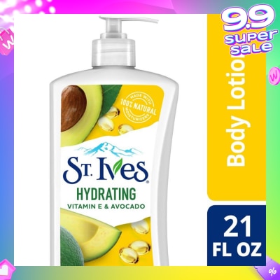 ST IVES Hydrating Lotion (Vitamin E & Avocado Body Lotion), Non Greasy Lotion Absorbs Quickly To Restore And Replenish Lost Moisture 621ml