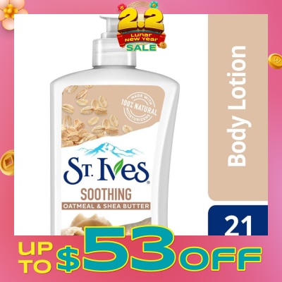 ST IVES Soothing Lotion (Oatmeal And Shea Butter Body Lotion), Non Greasy Lotion Absorbs Quickly To Comfort Dry Skin 621ml