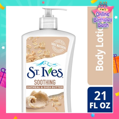 ST IVES Soothing Lotion (Oatmeal And Shea Butter Body Lotion), Non Greasy Lotion Absorbs Quickly To Comfort Dry Skin 621ml