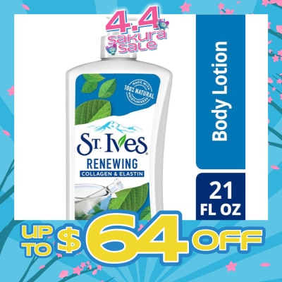 ST IVES - Renewing Lotion (Collagen And Elastin Body Lotion), Non Greasy Lotion Absorbs Quickly To Help Restore And Rejuvenate Skin 621ml
