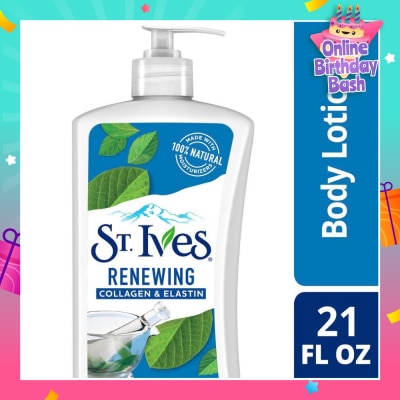 ST IVES Renewing Lotion (Collagen And Elastin Body Lotion), Non Greasy Lotion Absorbs Quickly To Help Restore And Rejuvenate Skin 621ml