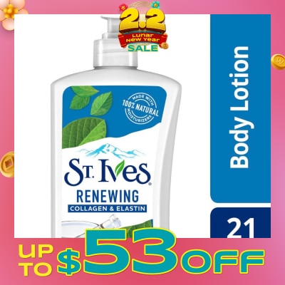 ST IVES Renewing Lotion (Collagen And Elastin Body Lotion), Non Greasy Lotion Absorbs Quickly To Help Restore And Rejuvenate Skin 621ml
