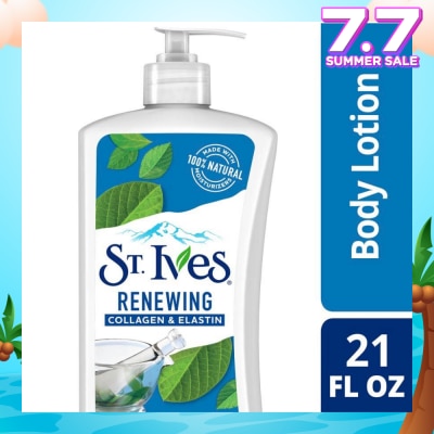 ST IVES Renewing Lotion (Collagen And Elastin Body Lotion), Non Greasy Lotion Absorbs Quickly To Help Restore And Rejuvenate Skin 621ml