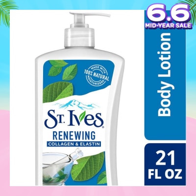 ST IVES Renewing Lotion (Collagen And Elastin Body Lotion), Non Greasy Lotion Absorbs Quickly To Help Restore And Rejuvenate Skin 621ml