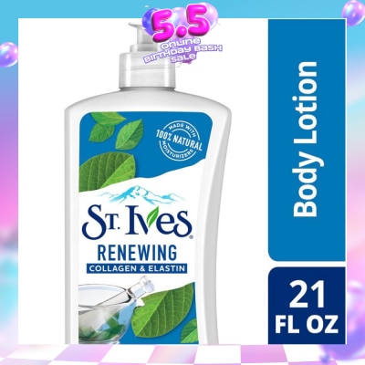 ST IVES - Renewing Lotion (Collagen And Elastin Body Lotion), Non Greasy Lotion Absorbs Quickly To Help Restore And Rejuvenate Skin 621ml (Expiry: Jan`2027)