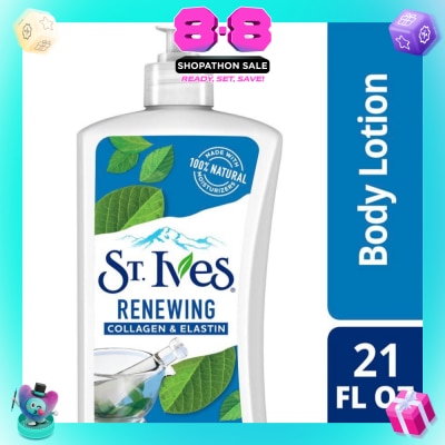 ST IVES - Renewing Lotion (Collagen And Elastin Body Lotion), Non Greasy Lotion Absorbs Quickly To Help Restore And Rejuvenate Skin 621ml