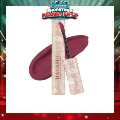 HANASUI - Mattedorable Lip Cream (01 Forest Berry), Long Lasting, Lightweight, Non Drying 4g