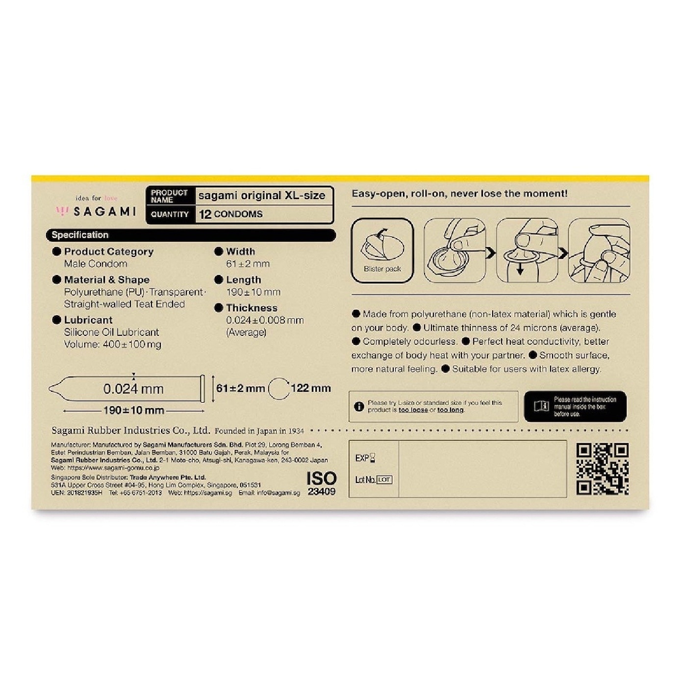 Original 0.02 XL Size Condom 12s