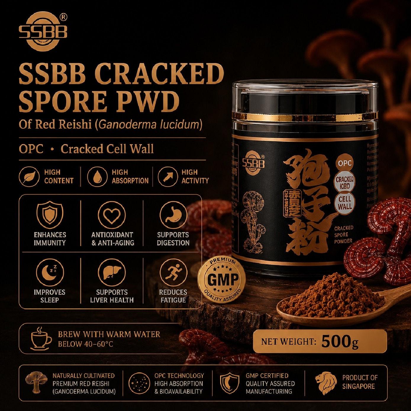 Chi Lingzhi Cracked Spore Powder 500g