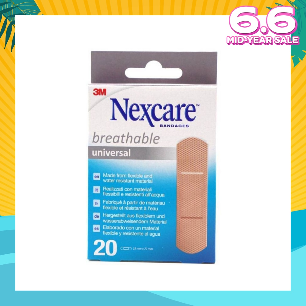 Nexcare Universal Breathable Plasters (Protect Minor Wounds Like Scrapes, Cuts During Daily Activities) 20s