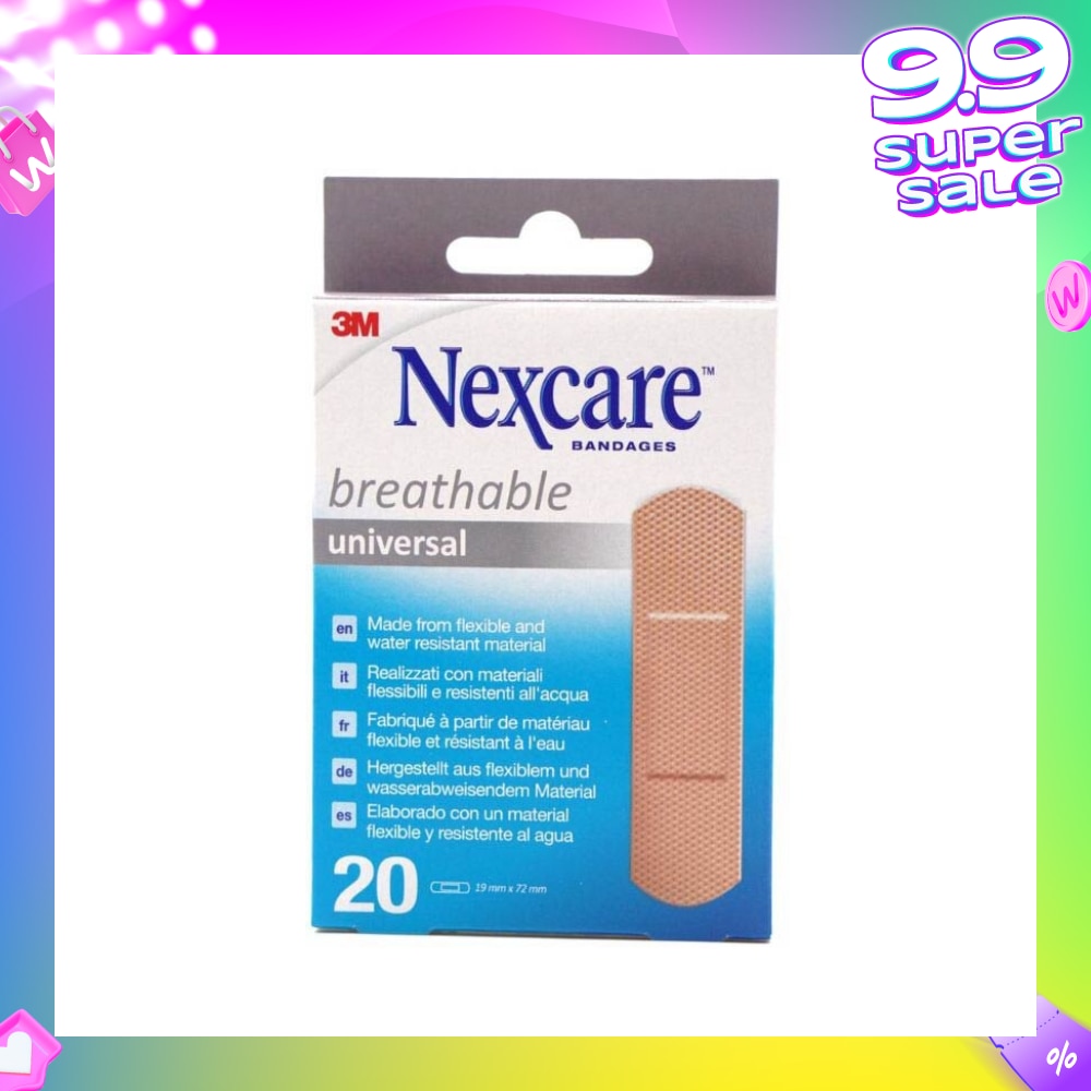 Nexcare Universal Breathable Plasters (Protect Minor Wounds Like Scrapes, Cuts During Daily Activities) 20s