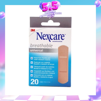 3M - Nexcare Universal Breathable Plasters (Protect Minor Wounds Like Scrapes, Cuts During Daily Activities) 20s
