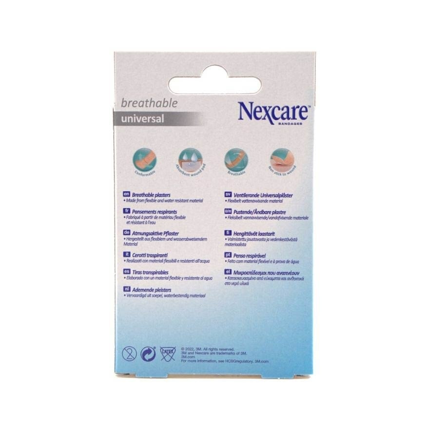 Nexcare Universal Breathable Plasters (Protect Minor Wounds Like Scrapes, Cuts During Daily Activities) 20s