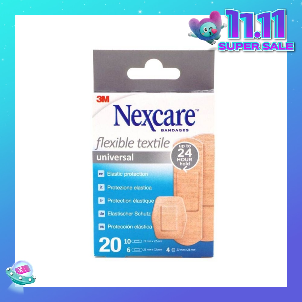 Nexcare Universal Flexible Textile Plasters (Protect Minor Wounds From Contamination) 20s