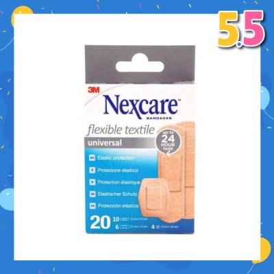 3M Nexcare Universal Flexible Textile Plasters (Protect Minor Wounds From Contamination) 20s