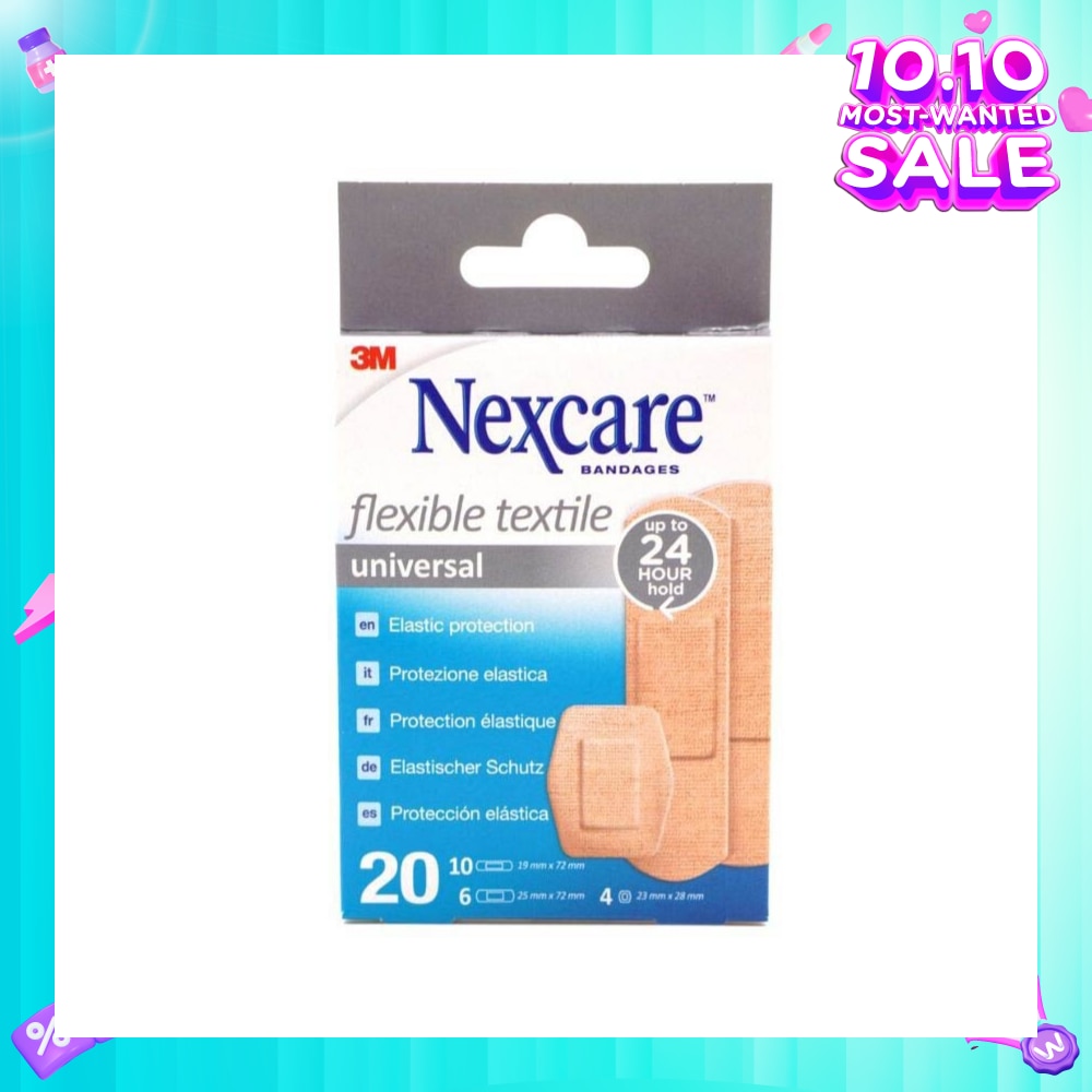 Nexcare Universal Flexible Textile Plasters (Protect Minor Wounds From Contamination) 20s